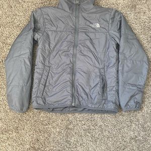 North Face Jacket Womens Small Long Sleeve LightPuffer Full Zip Casual Gray